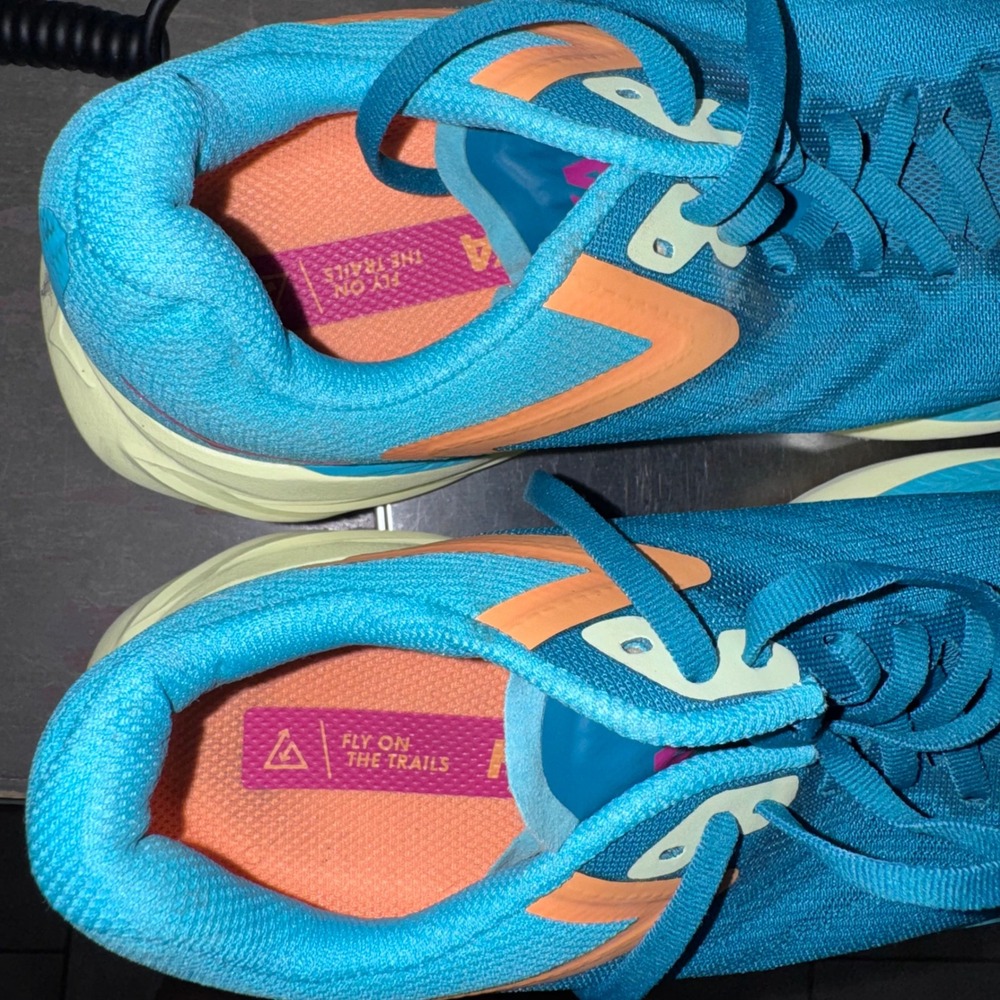 Hoka Zinal Trail Running Shoes Womens 8.5B Teal Orange Good Hiking Outdoors - Picture 8 of 12